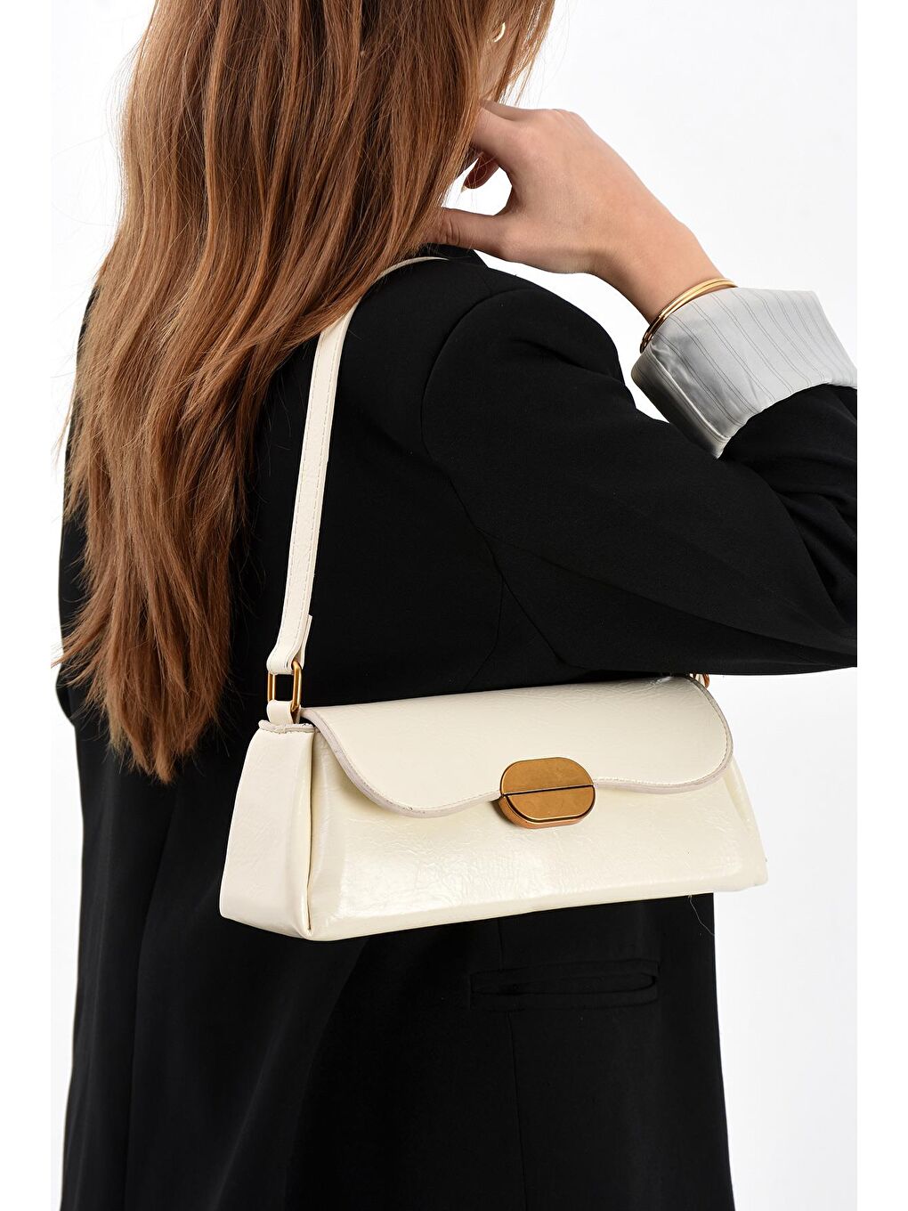 Ekru Noir Gold Tokalı Kadın Omuz Çantası BP-4857O-1