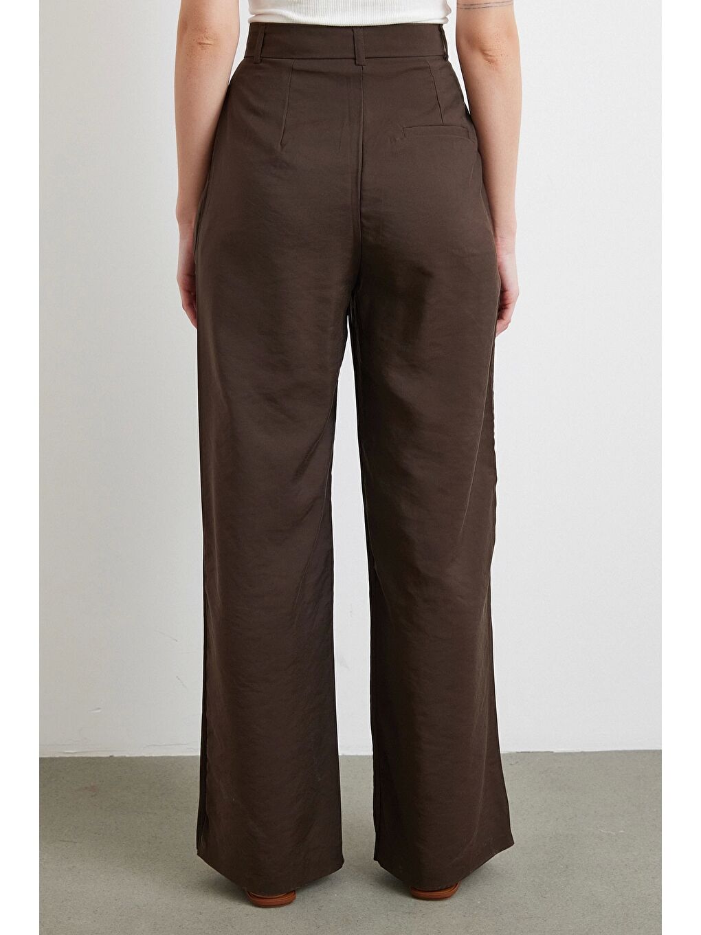 Karışık Modal Palazzo Pantolon Kahve-5