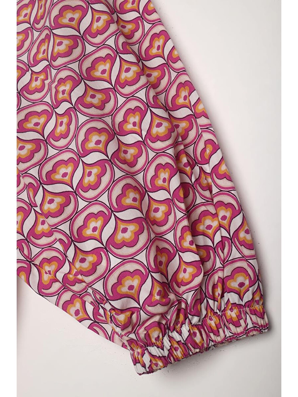 Pembe-beyaz-%100 Pamuklu Desenli Poplin Gömlek Tunik-6
