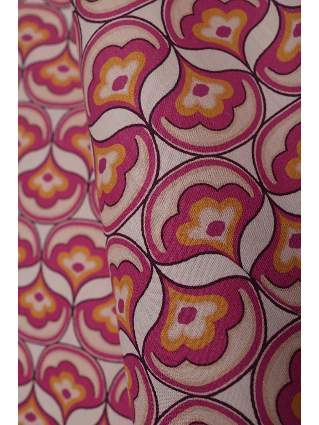 Pembe-beyaz-%100 Pamuklu Desenli Poplin Gömlek Tunik-7