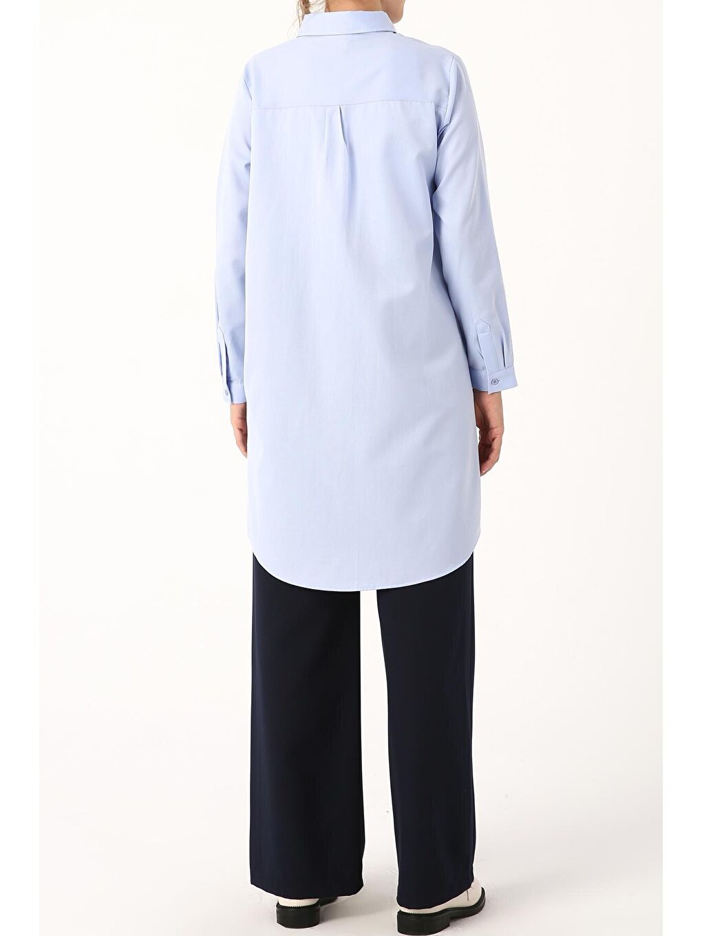 Mavi Gizli Patlı Gömlek Tunik-4