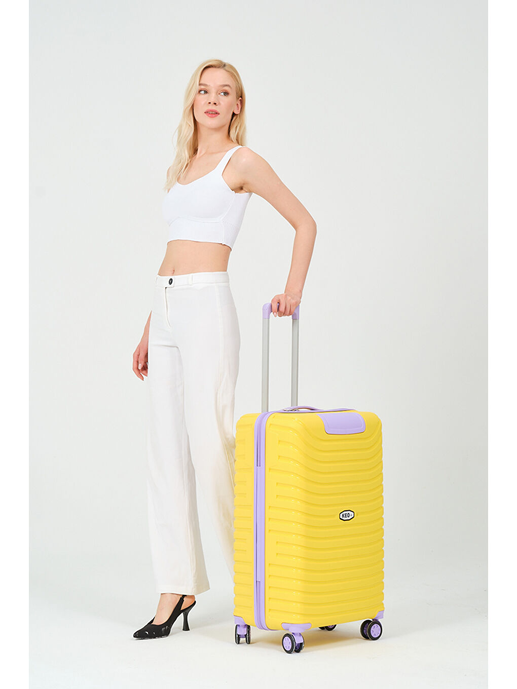 Orta Boy Sarı-Lila PP Valiz