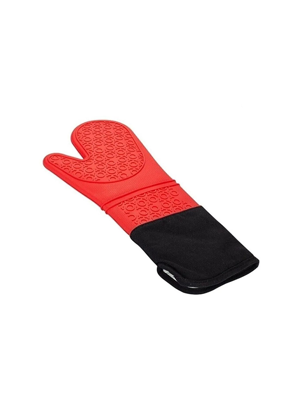 Ekru Yanmaz Yapışmaz, Yıkanabilir, Pişirme Matı ve Kırmızı Silikon Yanmaz Mutfak Fırın Eldiveni-5