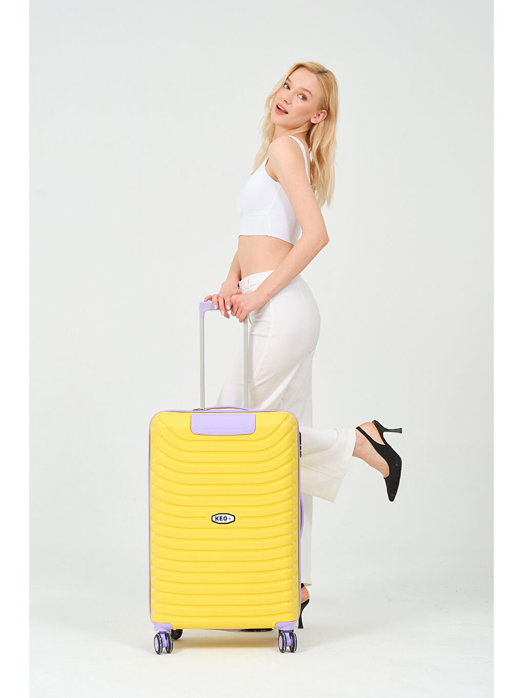 Orta Boy Sarı-Lila PP Valiz-1