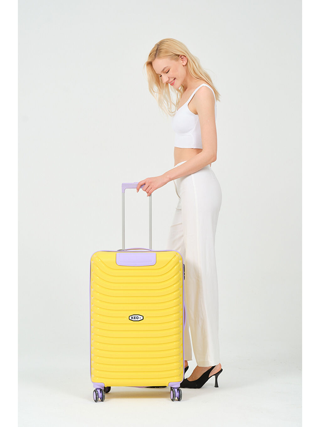 Orta Boy Sarı-Lila PP Valiz-2