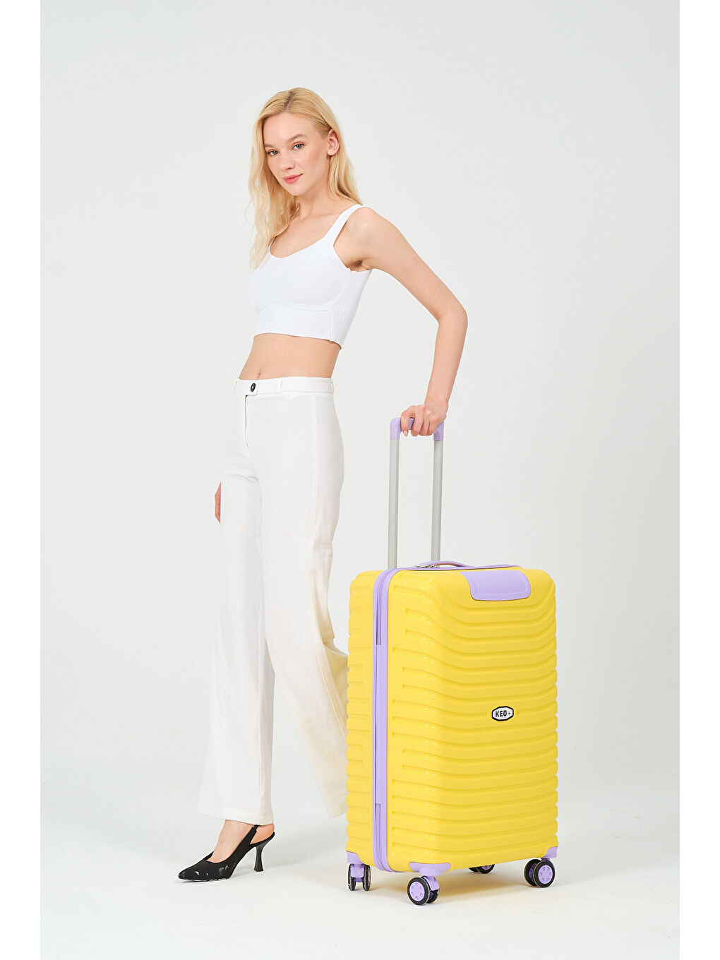 Orta Boy Sarı-Lila PP Valiz-4