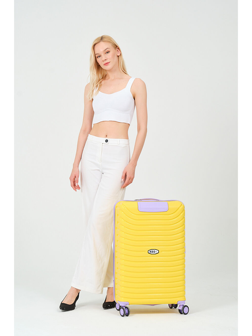 Orta Boy Sarı-Lila PP Valiz-5