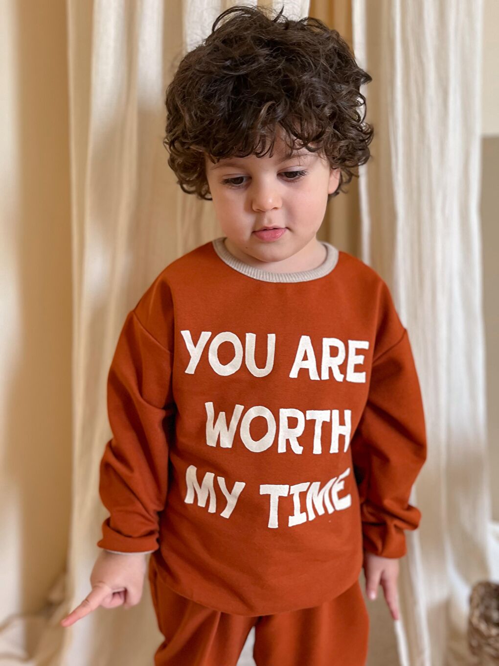 Kahverengi 2 Li Takım Baskılı İki İp-2