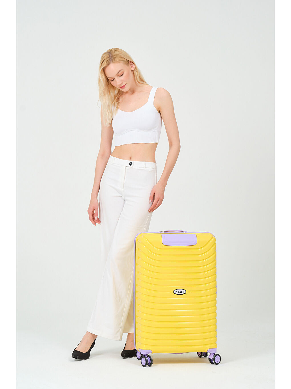 Orta Boy Sarı-Lila PP Valiz-6