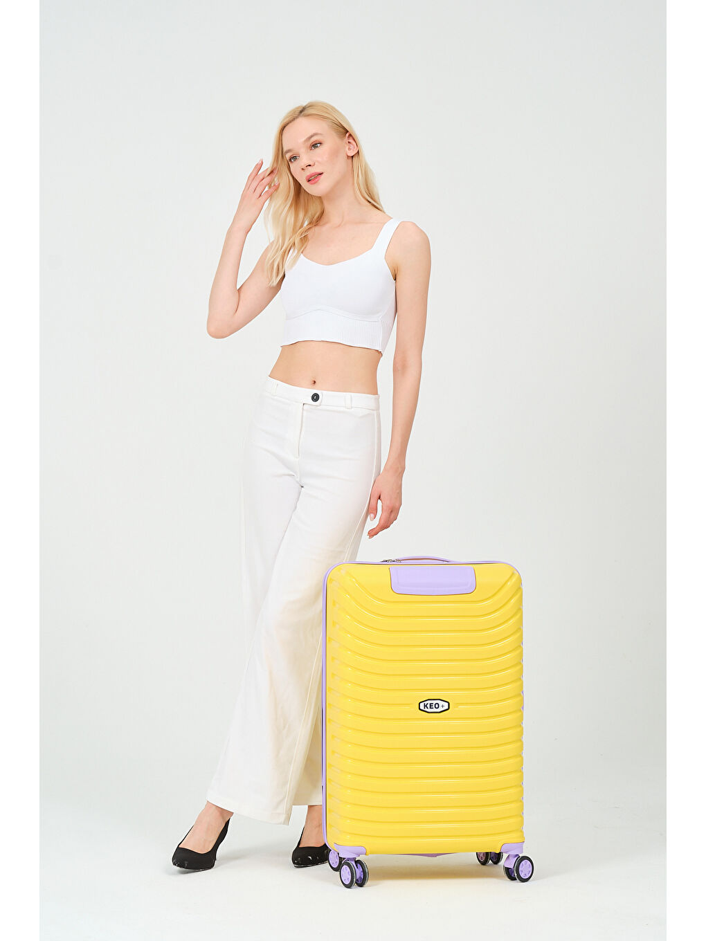 Orta Boy Sarı-Lila PP Valiz-7