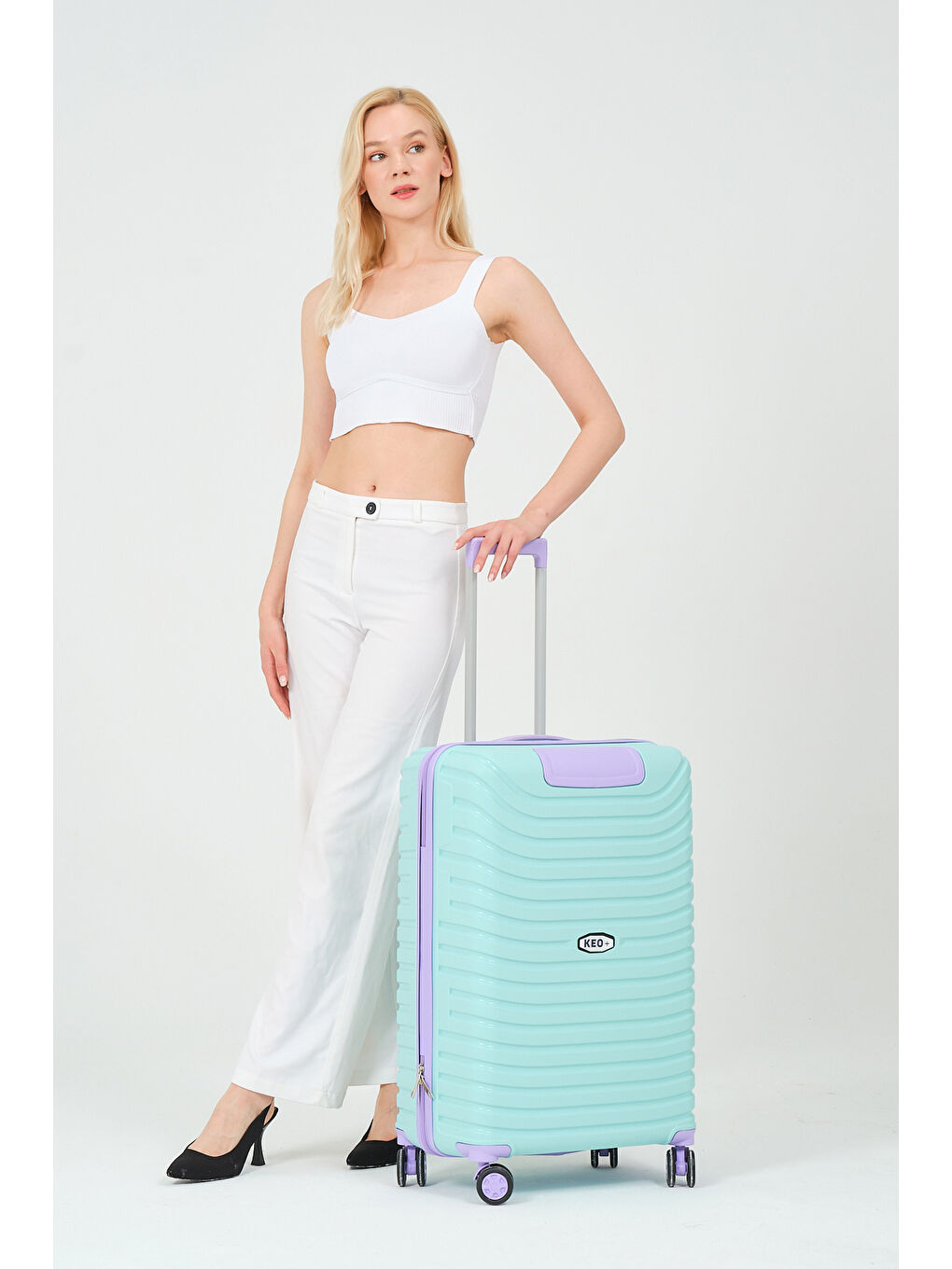 Orta Boy Turkuaz-Lila PP Valiz