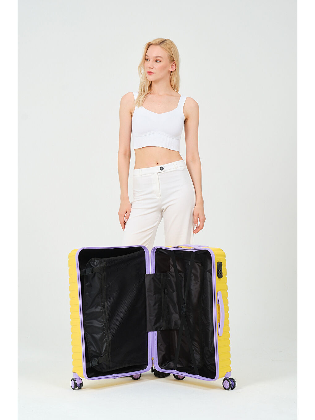 Orta Boy Sarı-Lila PP Valiz-9