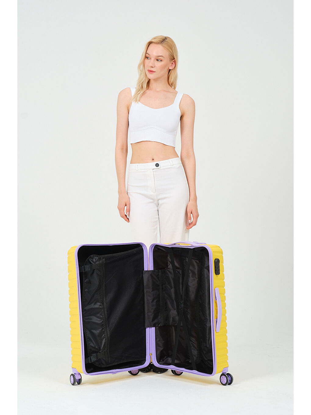 Orta Boy Sarı-Lila PP Valiz-10