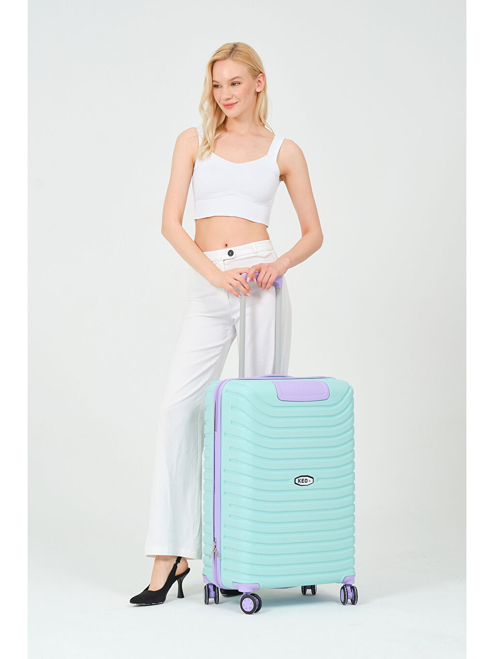 Orta Boy Turkuaz-Lila PP Valiz-2