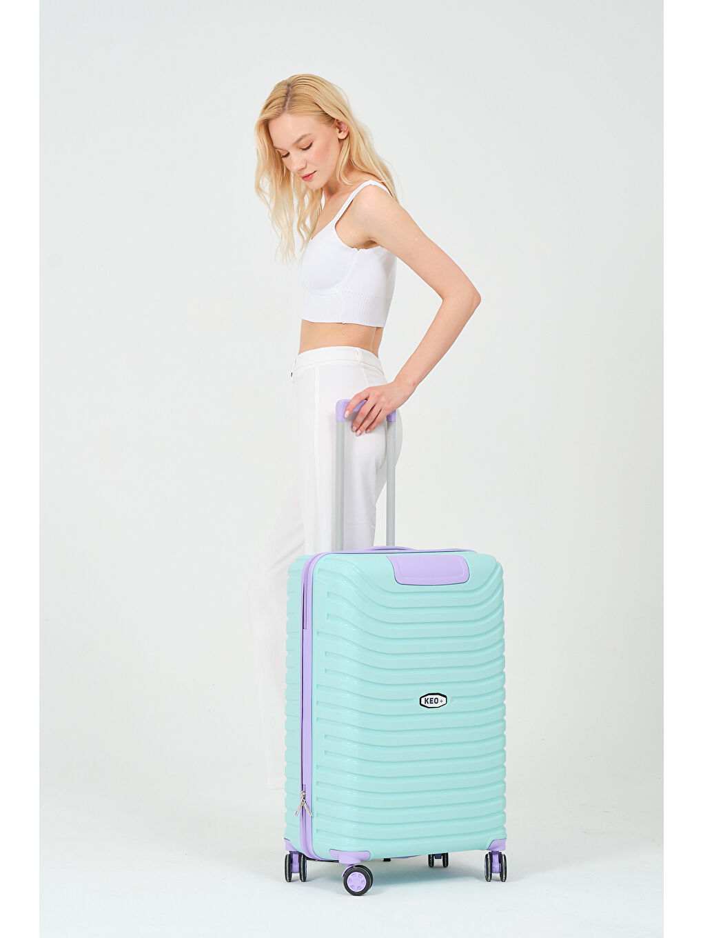 Orta Boy Turkuaz-Lila PP Valiz-3