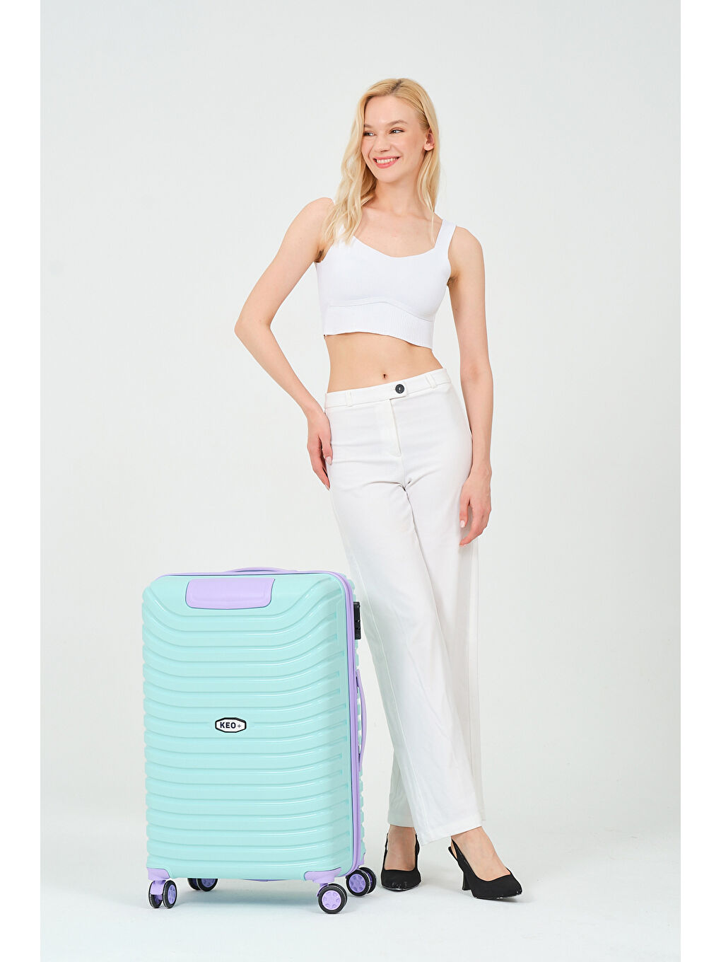 Orta Boy Turkuaz-Lila PP Valiz-5