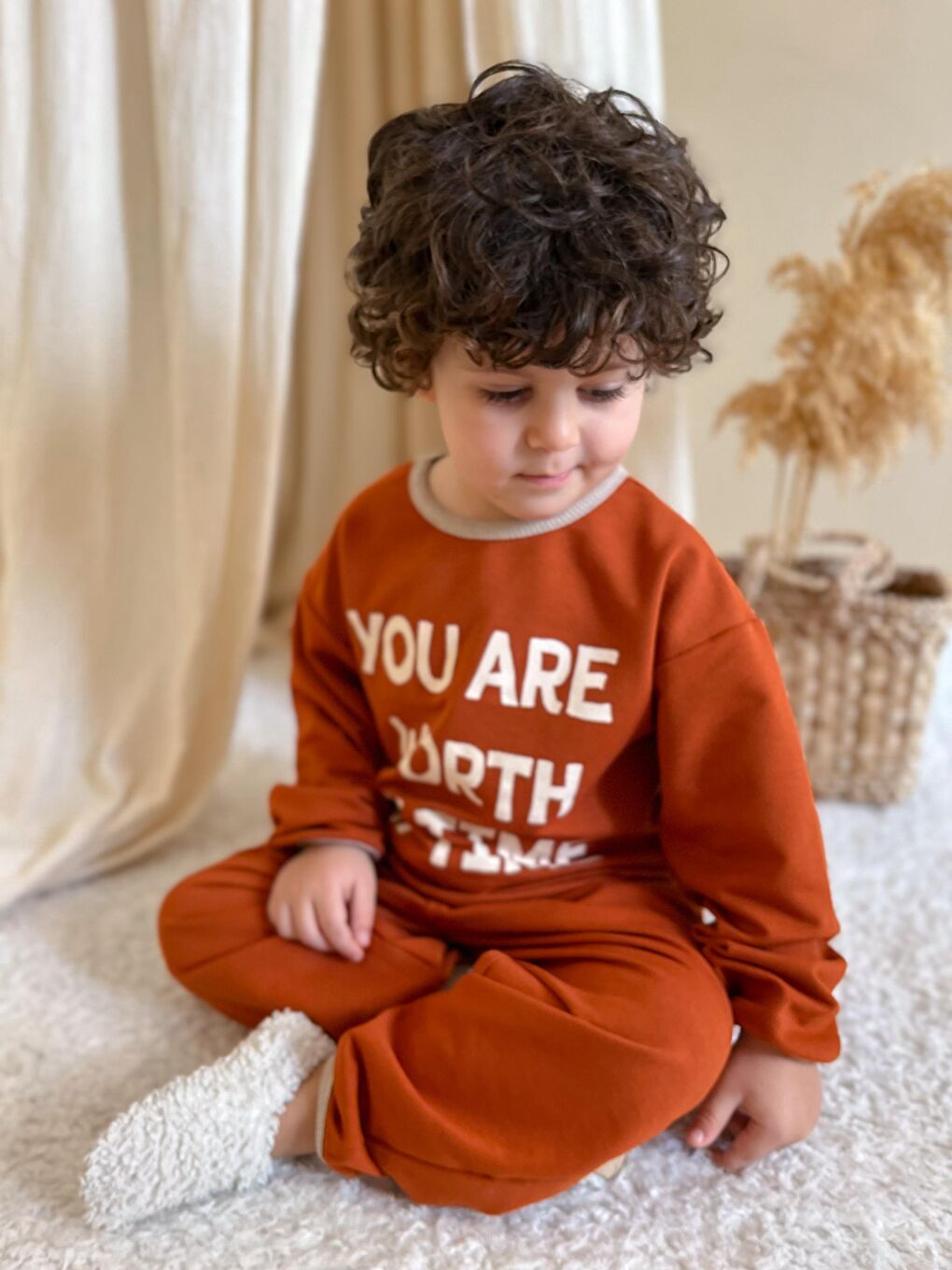 Kahverengi 2 Li Takım Baskılı İki İp-4