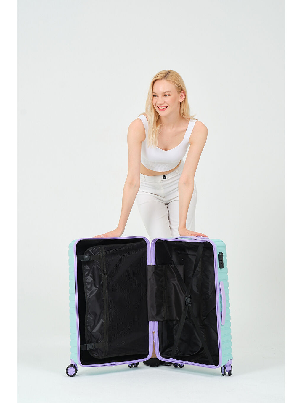 Orta Boy Turkuaz-Lila PP Valiz-8