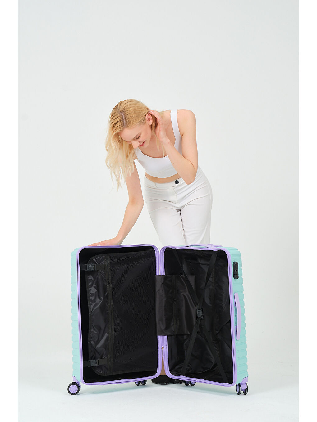 Orta Boy Turkuaz-Lila PP Valiz-9