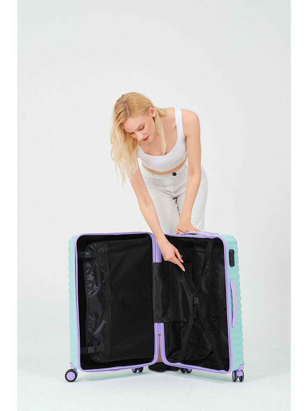 Orta Boy Turkuaz-Lila PP Valiz-10