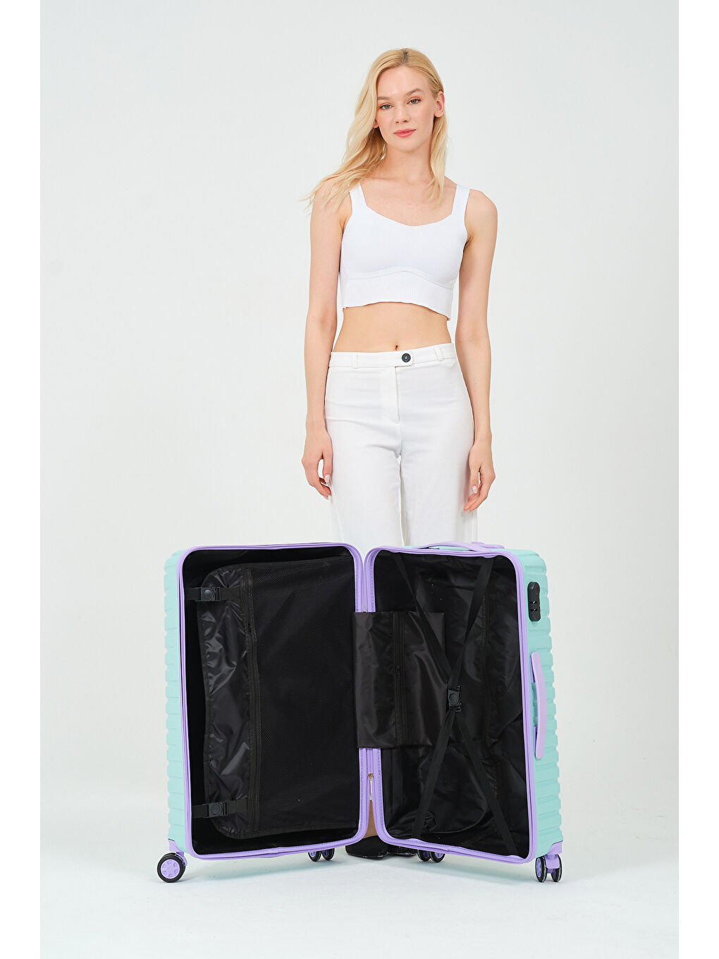 Orta Boy Turkuaz-Lila PP Valiz-11