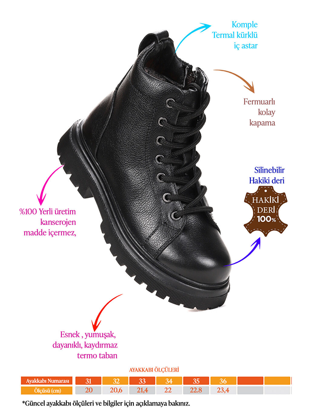 Siyah Rita %100 Deri Fermuarlı Erkek Çocuk Bot Ayakkabı-1