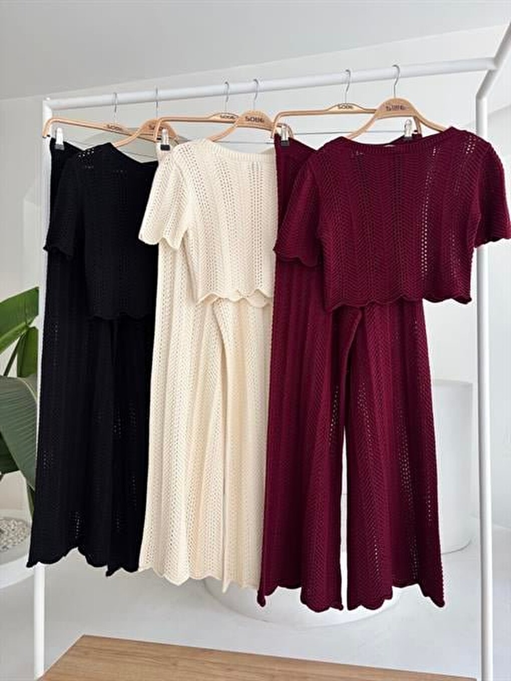 Siyah Triko Bluz Pantolon İkili Takım 10084-025-2