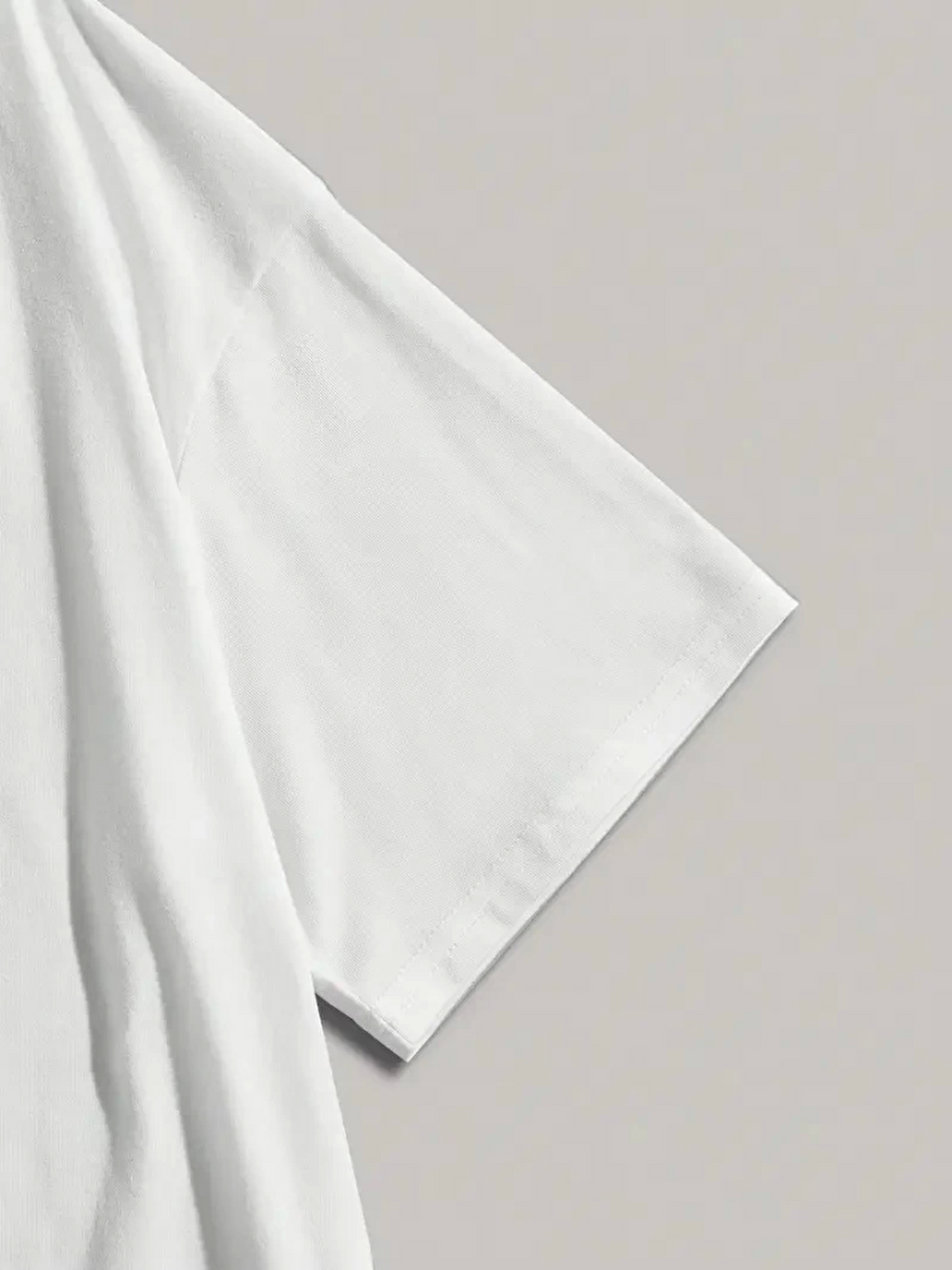 Baskılı Oversize Bisiklet Yaka T-shirt - Beyaz-1