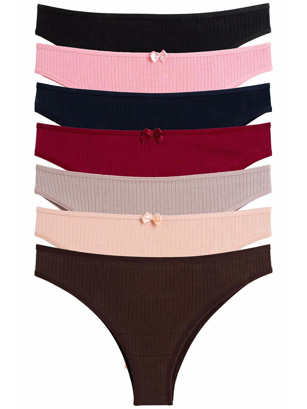 Karışık Kadın Külot Brazillian 7'li Paket Elastanlı Fitilli Pamuklu Kaşkorse
