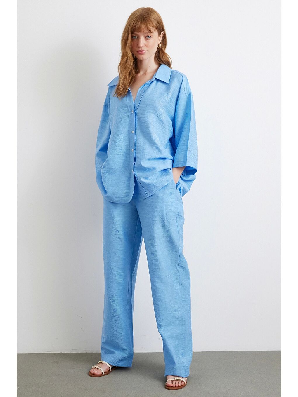 Arka Cepli Salaş Pantolon Mavi-1