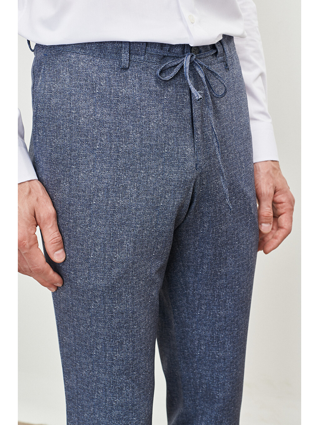 Erkek Mavi Slim Fit Dar Kesim Mono Yaka Seyahat Çantalı Desenli Takım Elbise-5