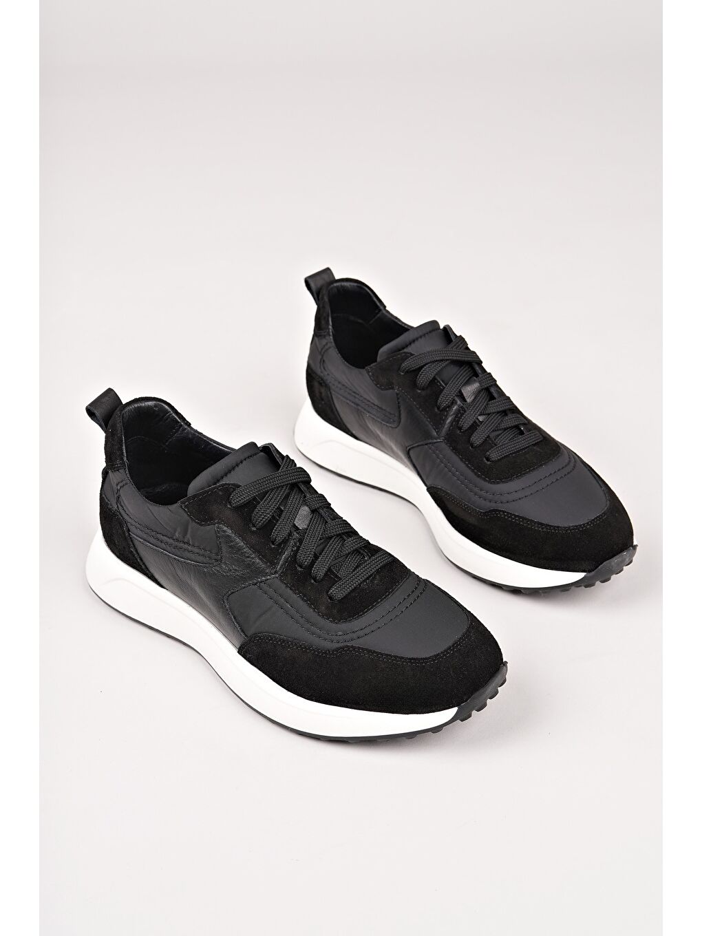 Siyah SVENSON Kalın Taban Bağcıklı Hakiki Deri Erkek Günlük Sneaker Spor Ayakkabı-2