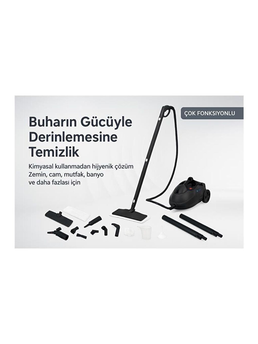 BE-3450 Siyah Çok Fonksiyonlu Saklama Hazneli 5 Bar 5m Kablo 2L Su Hazneli Buharlı T-1