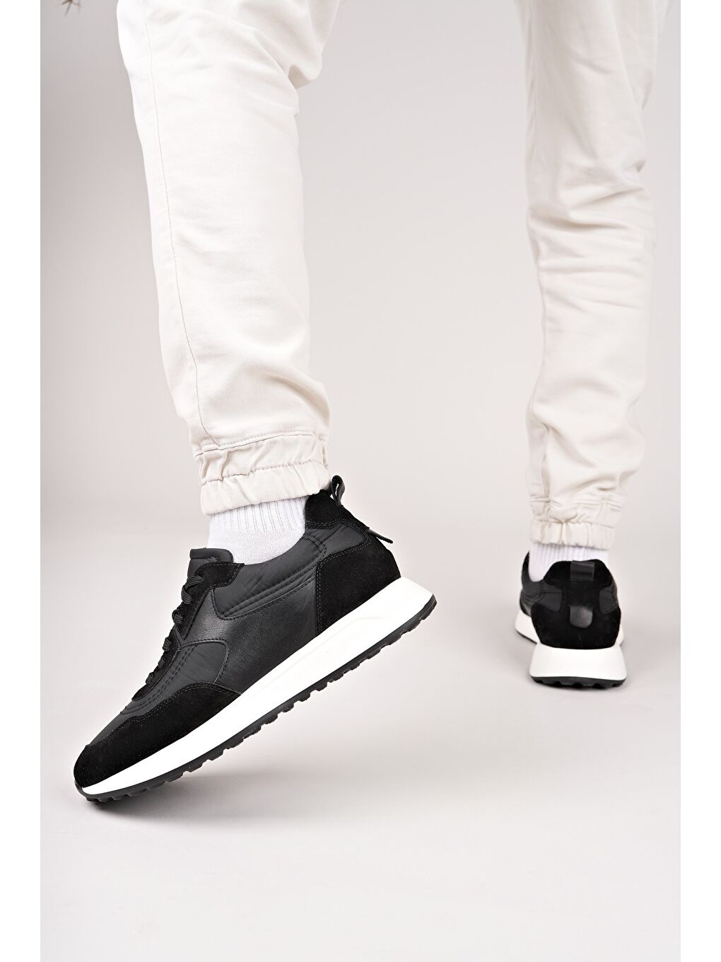 Siyah SVENSON Kalın Taban Bağcıklı Hakiki Deri Erkek Günlük Sneaker Spor Ayakkabı-7