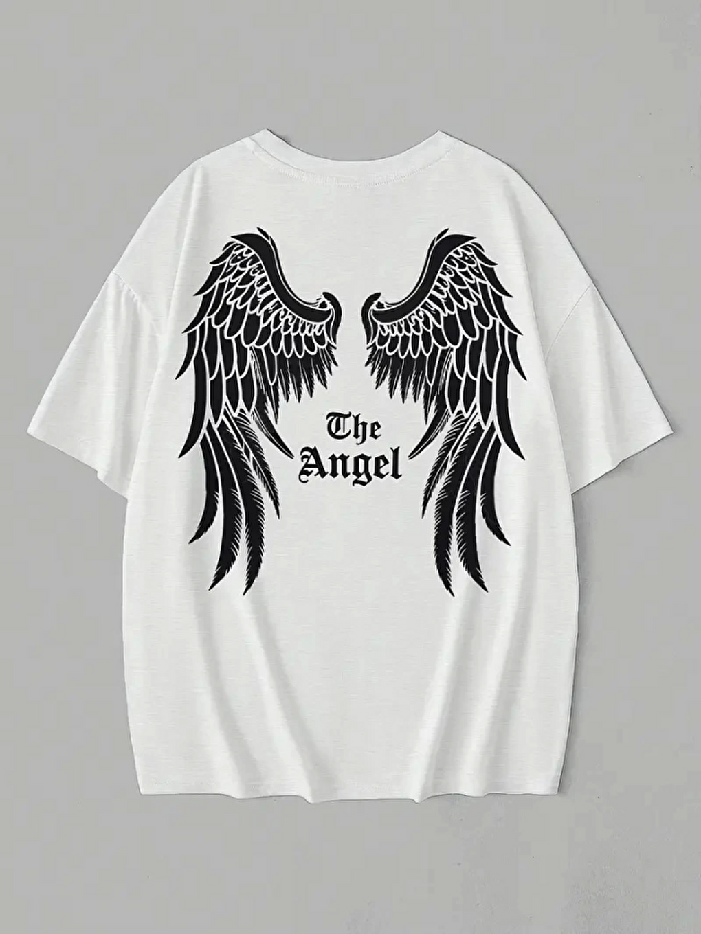 Baskılı Oversize Bisiklet Yaka T-shirt - Beyaz-2