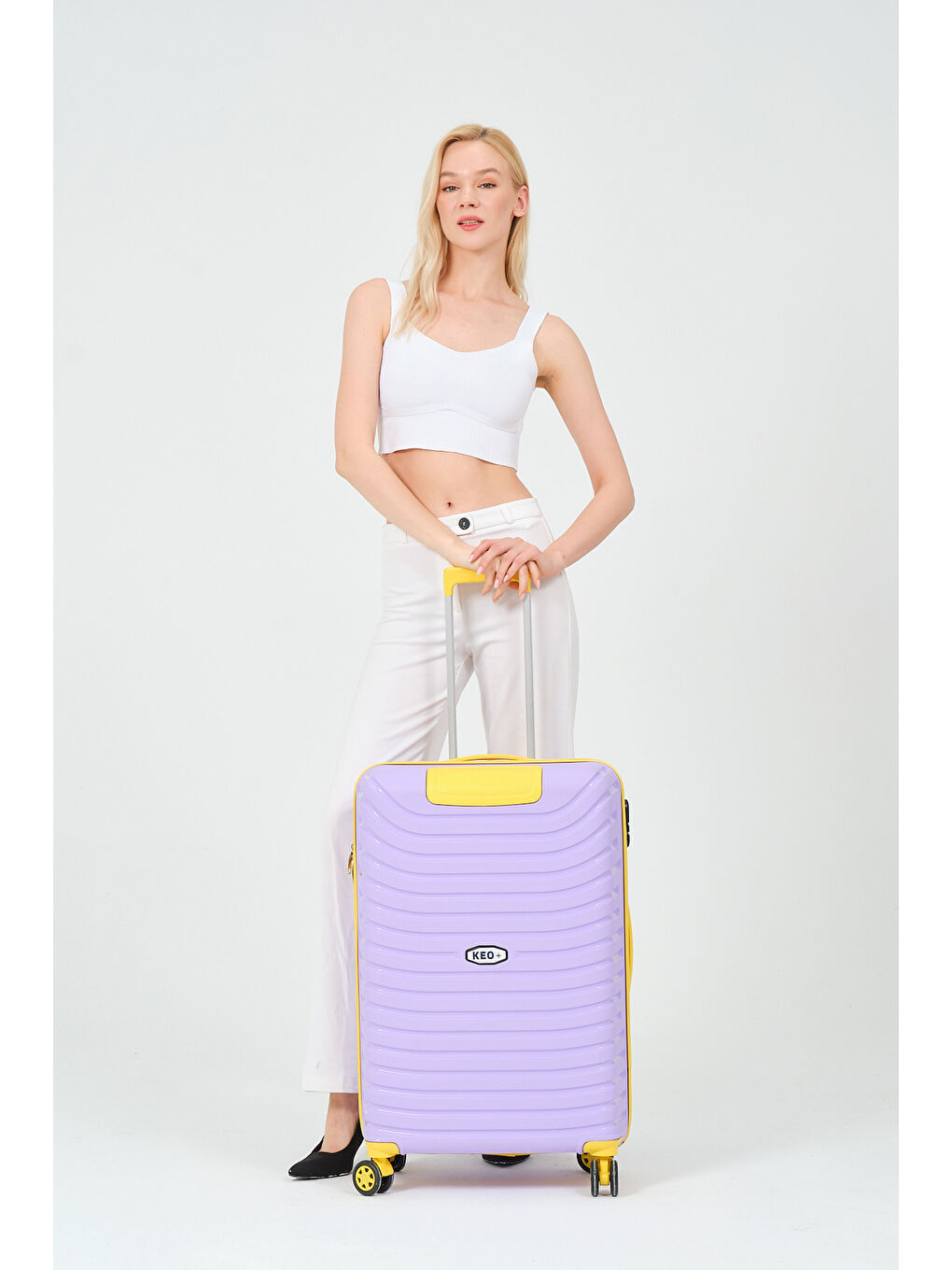 Orta Boy Lila-Sarı PP Valiz