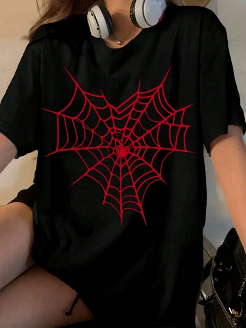 Baskılı T-shirt - Siyah-1