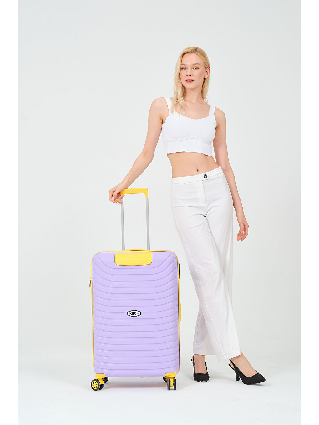 Orta Boy Lila-Sarı PP Valiz-1