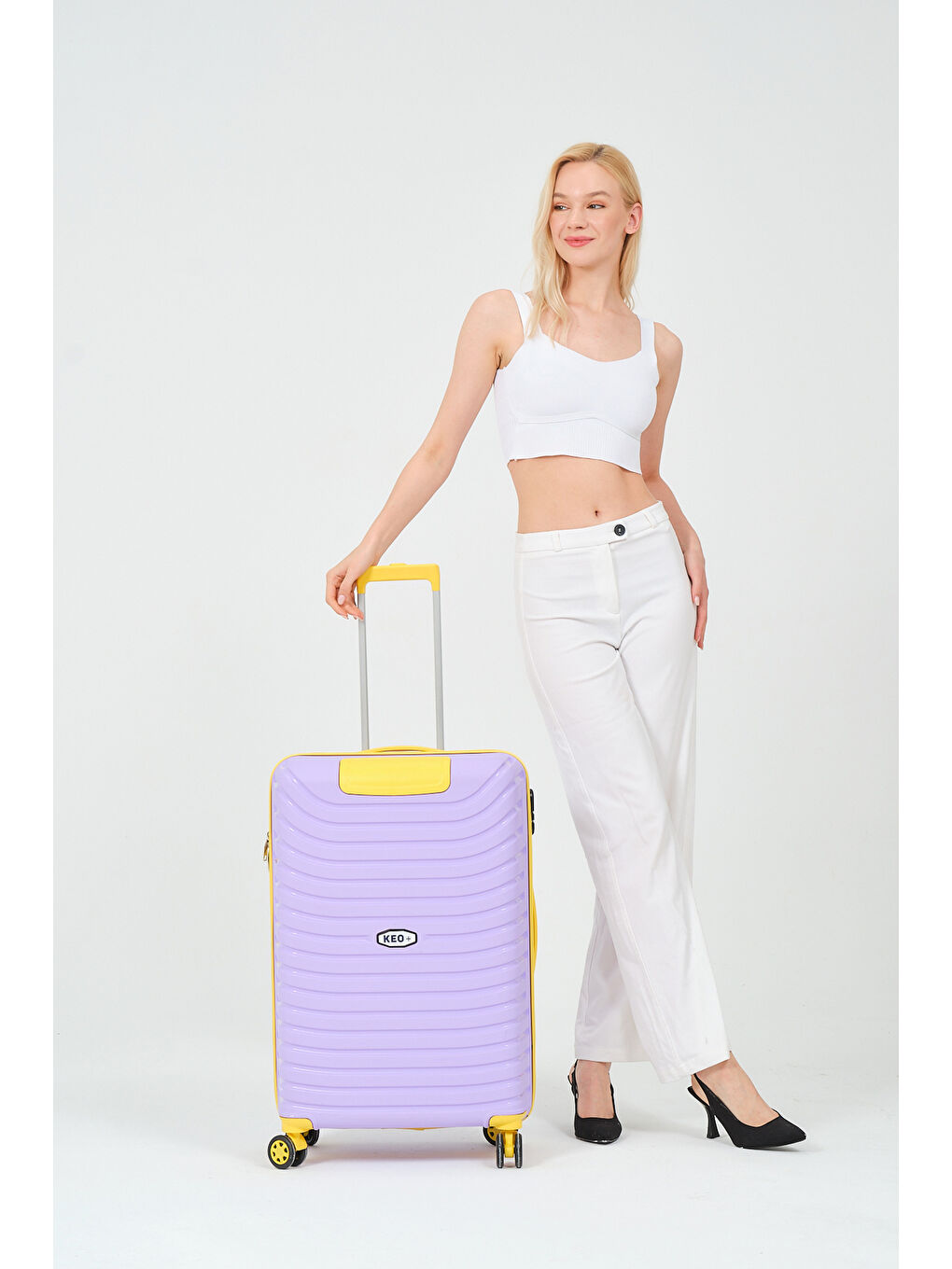 Orta Boy Lila-Sarı PP Valiz-2