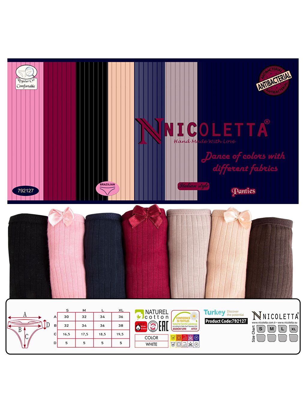 Karışık Kadın Külot Brazillian 7'li Paket Elastanlı Fitilli Pamuklu Kaşkorse-1