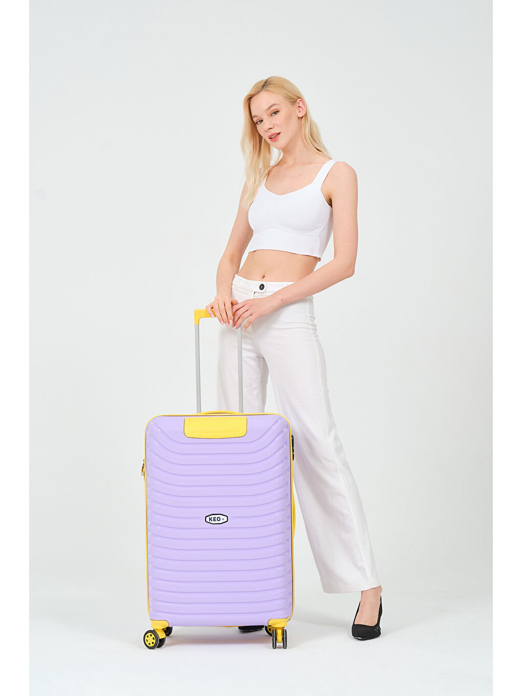 Orta Boy Lila-Sarı PP Valiz-3