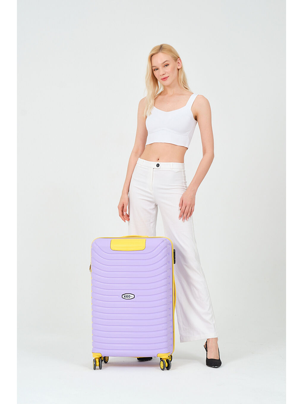 Orta Boy Lila-Sarı PP Valiz-4