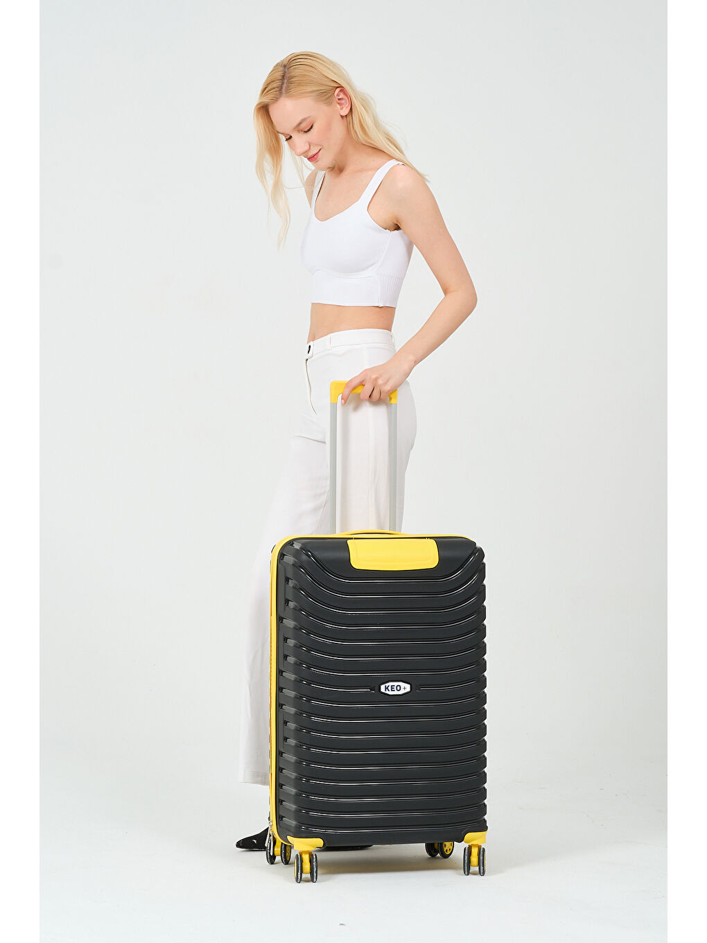 Orta Boy Siyah-Sarı PP Valiz-2