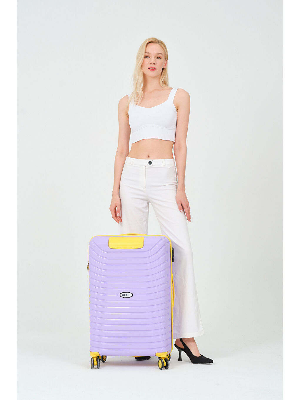 Orta Boy Lila-Sarı PP Valiz-5