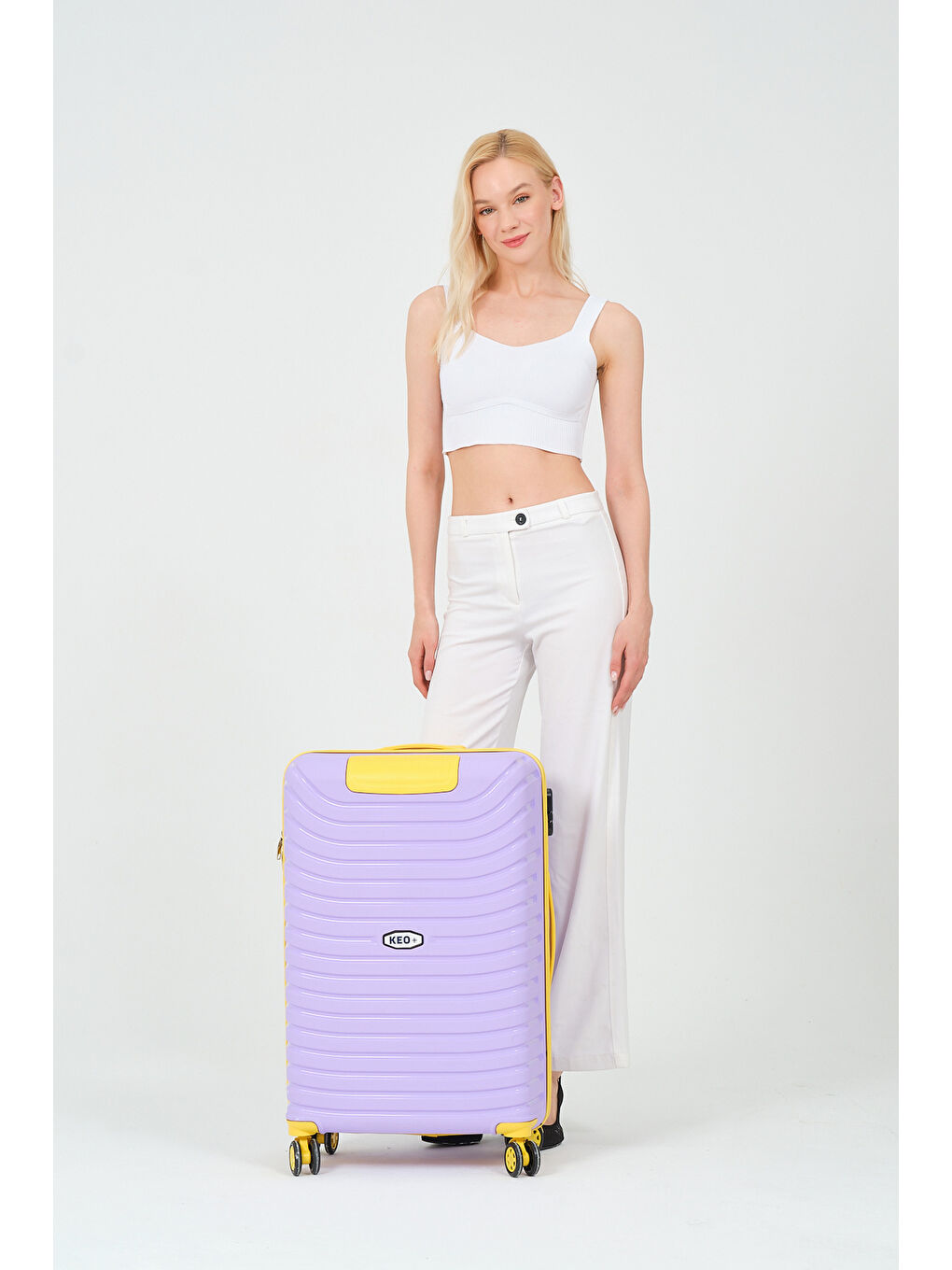 Orta Boy Lila-Sarı PP Valiz-6