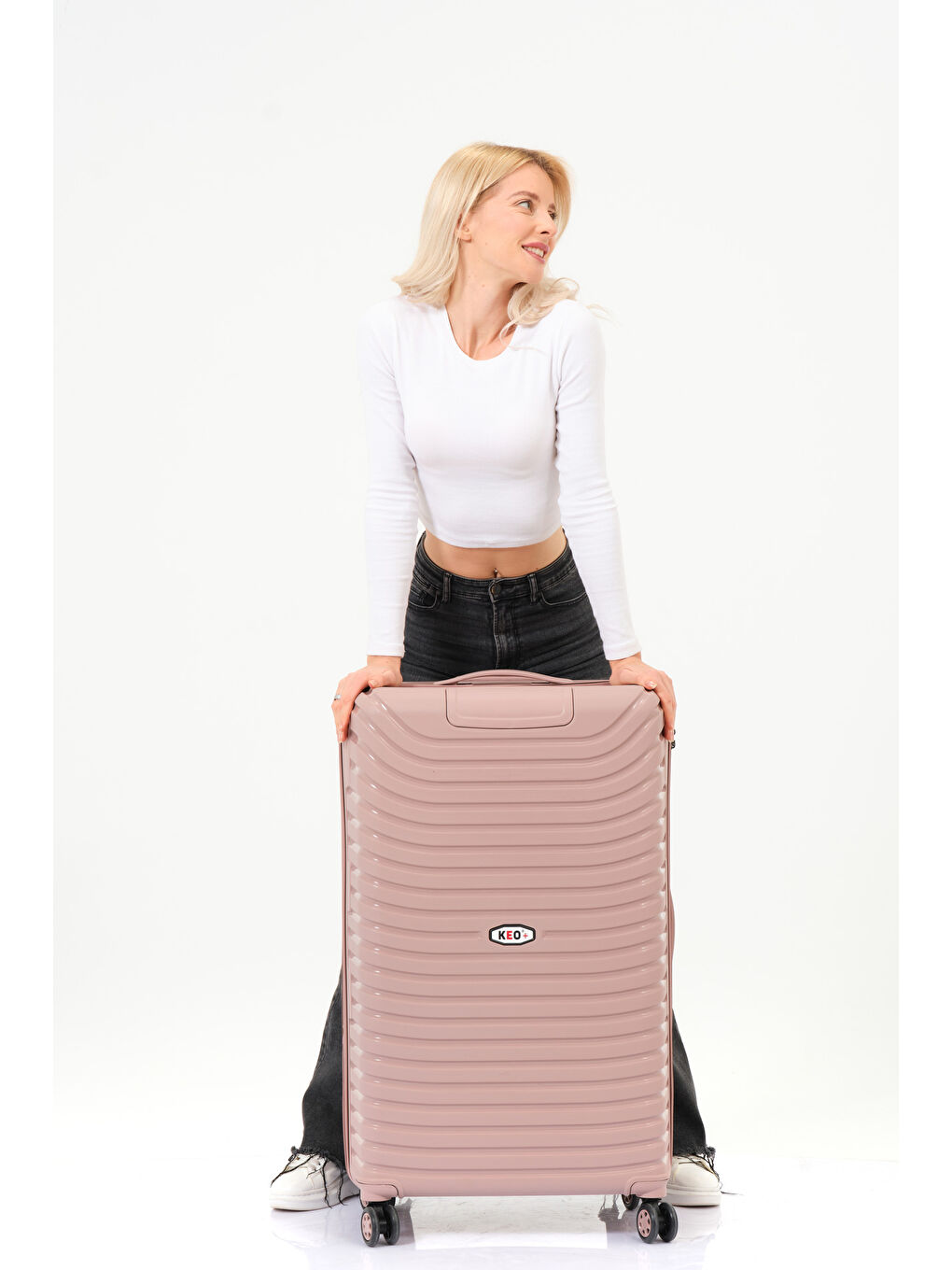 Pembe Büyük Boy Pudra PP Valiz