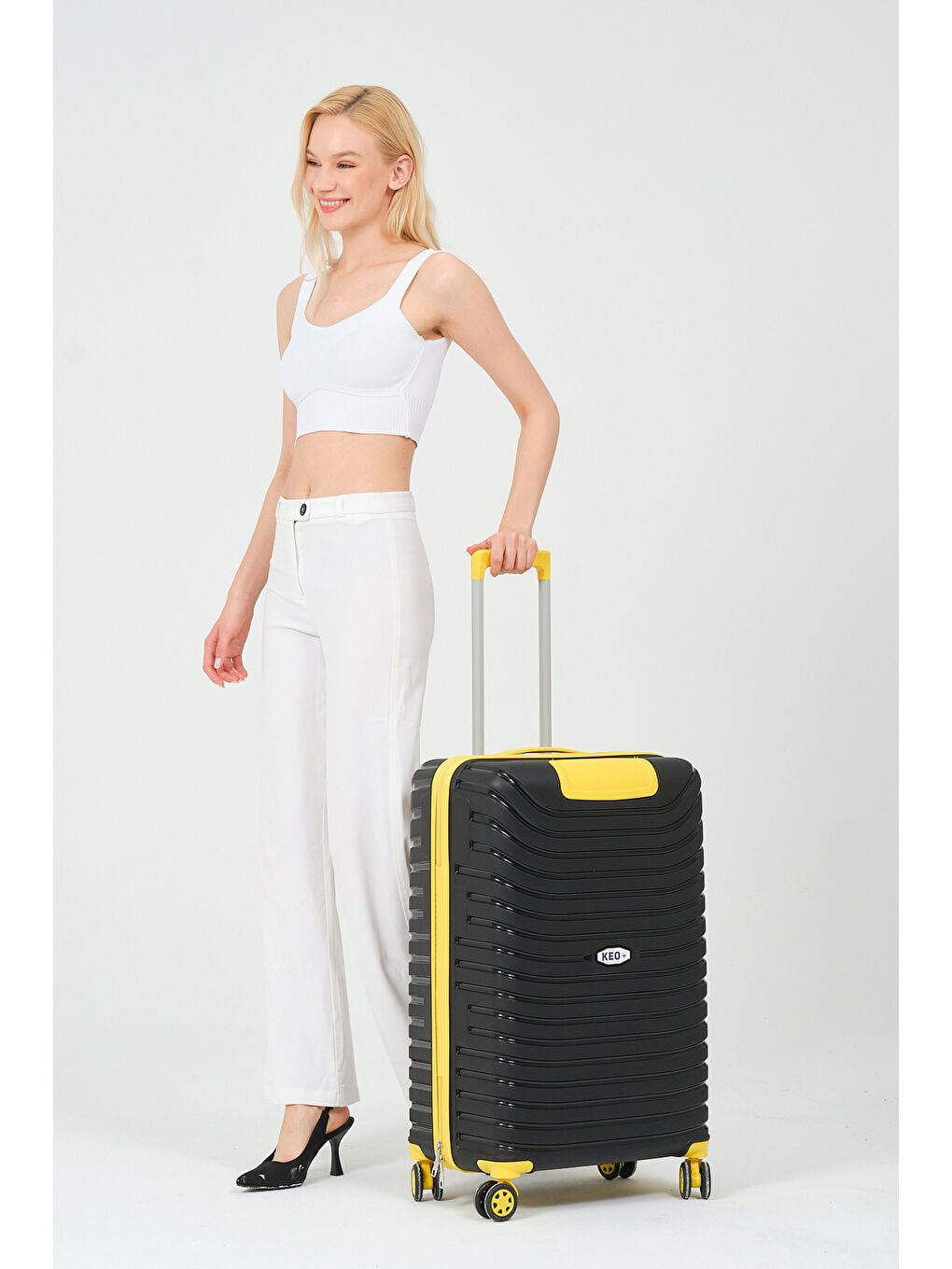 Orta Boy Siyah-Sarı PP Valiz-4