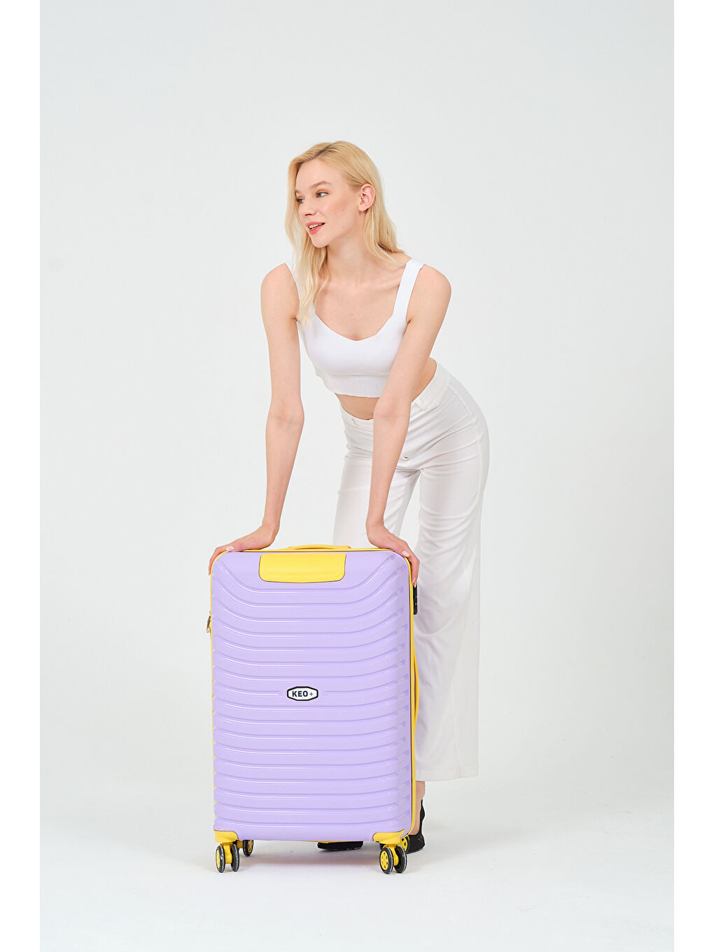 Orta Boy Lila-Sarı PP Valiz-7