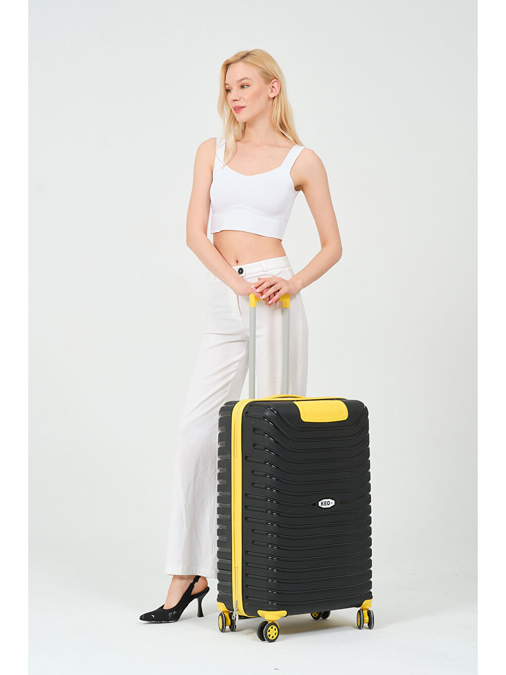 Orta Boy Siyah-Sarı PP Valiz-5