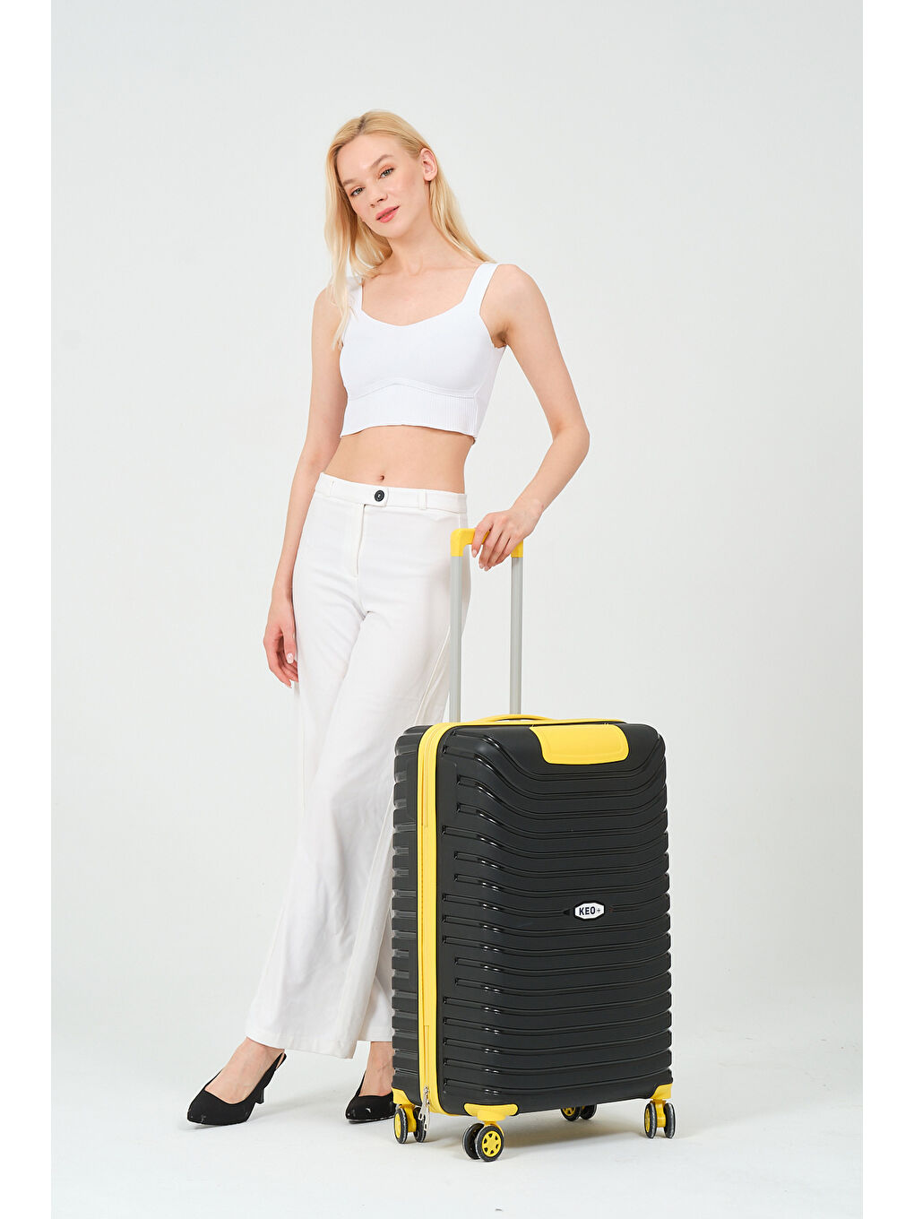 Orta Boy Siyah-Sarı PP Valiz-6